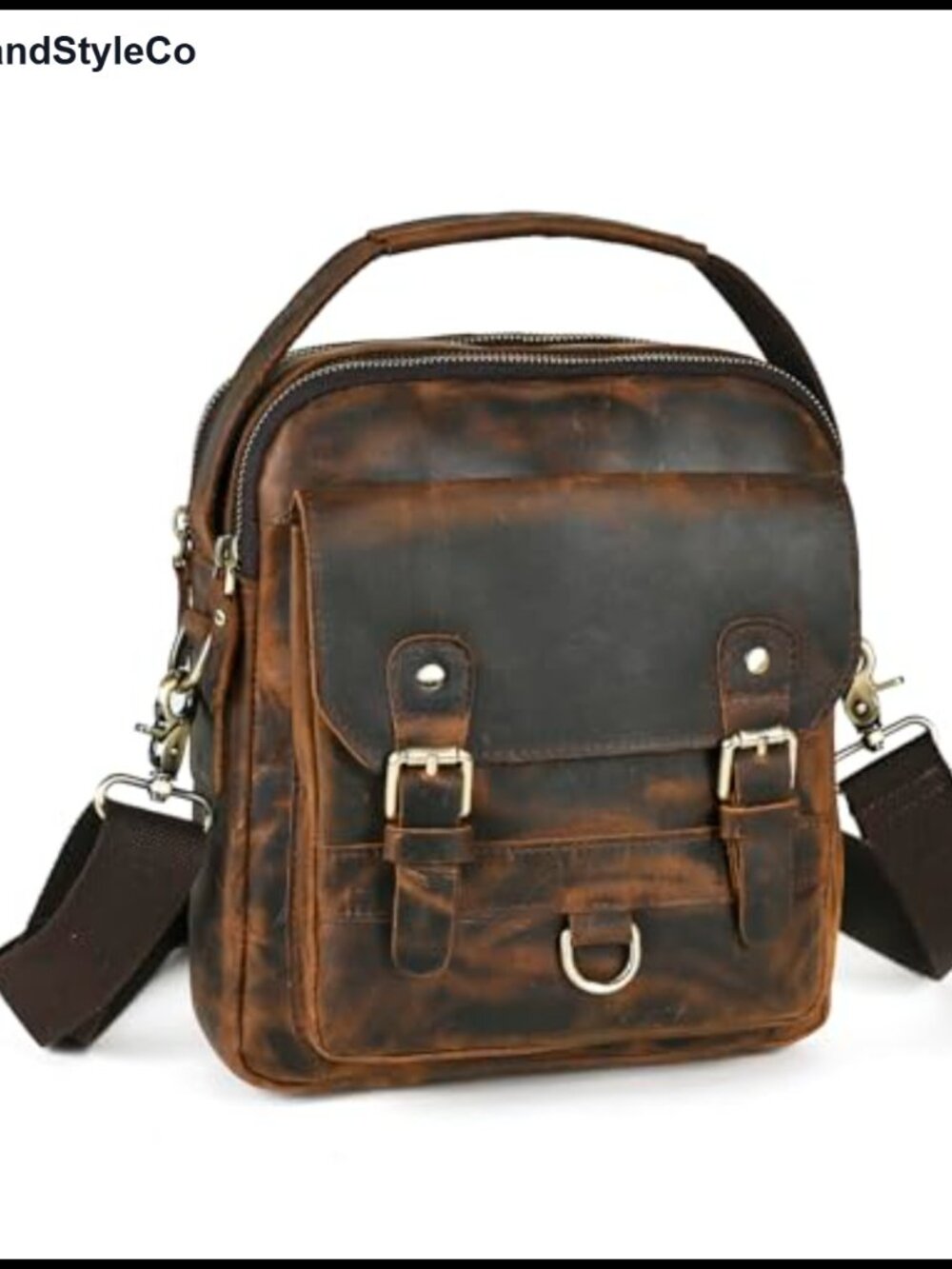 Genuine Leather Travel Messenger Bag A4 Tote Satchel Crossbody for Men